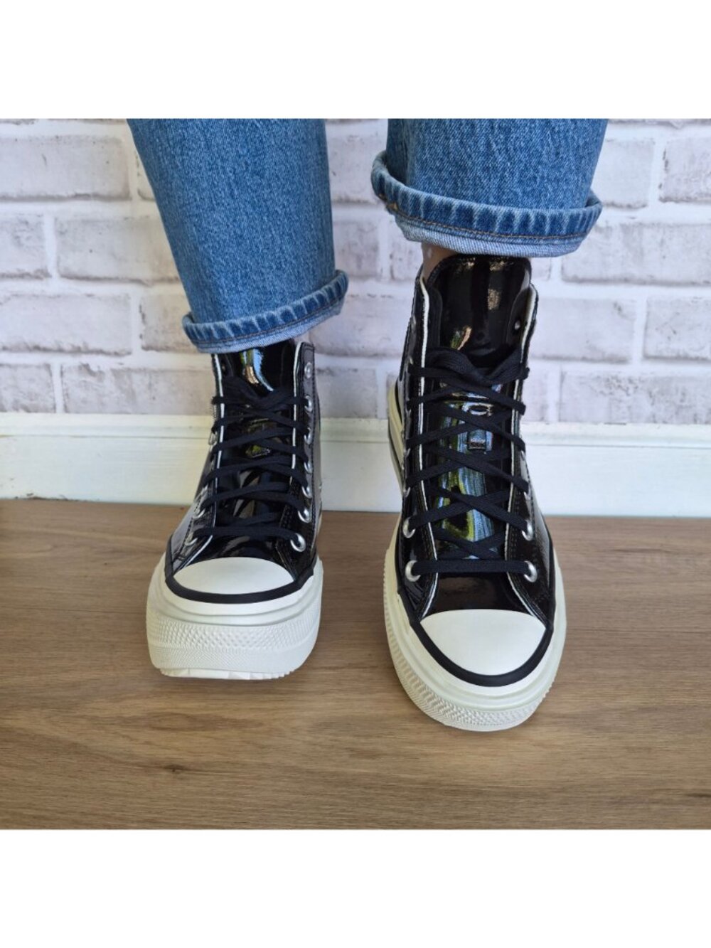 Converse Lift Double Stack Platform Sz 9.5 Women's shoes sneakers Black A12977C - Picture 5 of 12